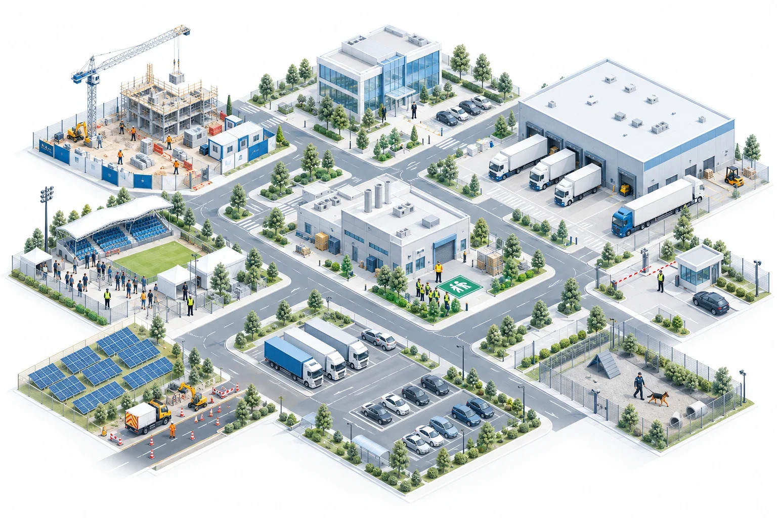Illustrated map of the security and staffing services FCS Group provides